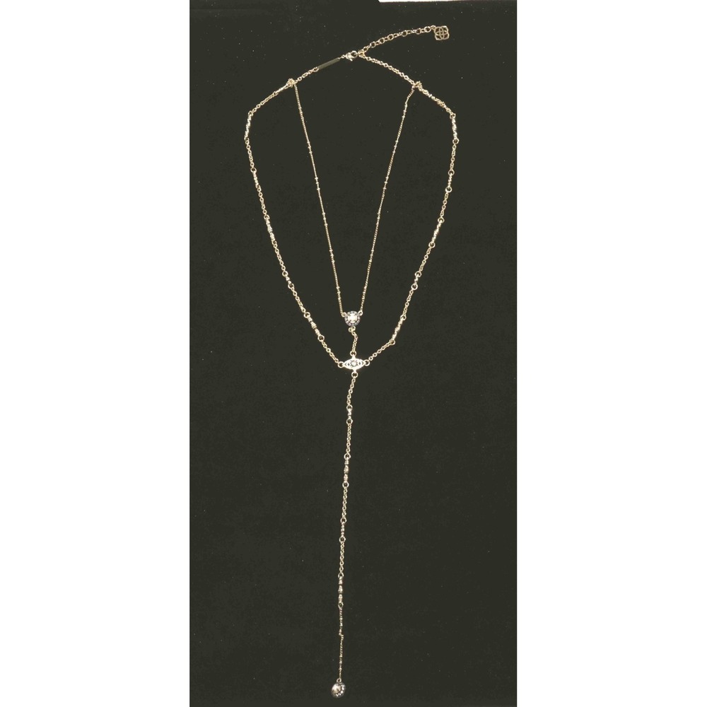 3 Kendra Scott Golt Tone Necklaces 28", 38" & 16" w/ 7" drop - Picture 2 of 11